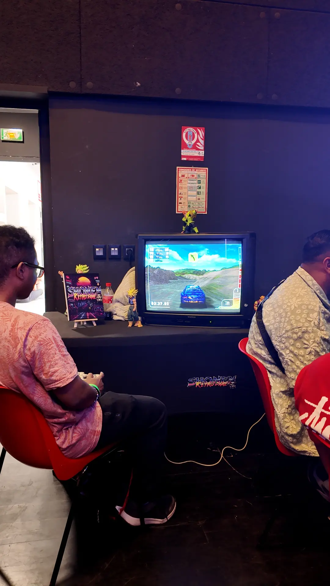 Station de jeu rétro installée pour une location de consoles et une animation à La Réunion