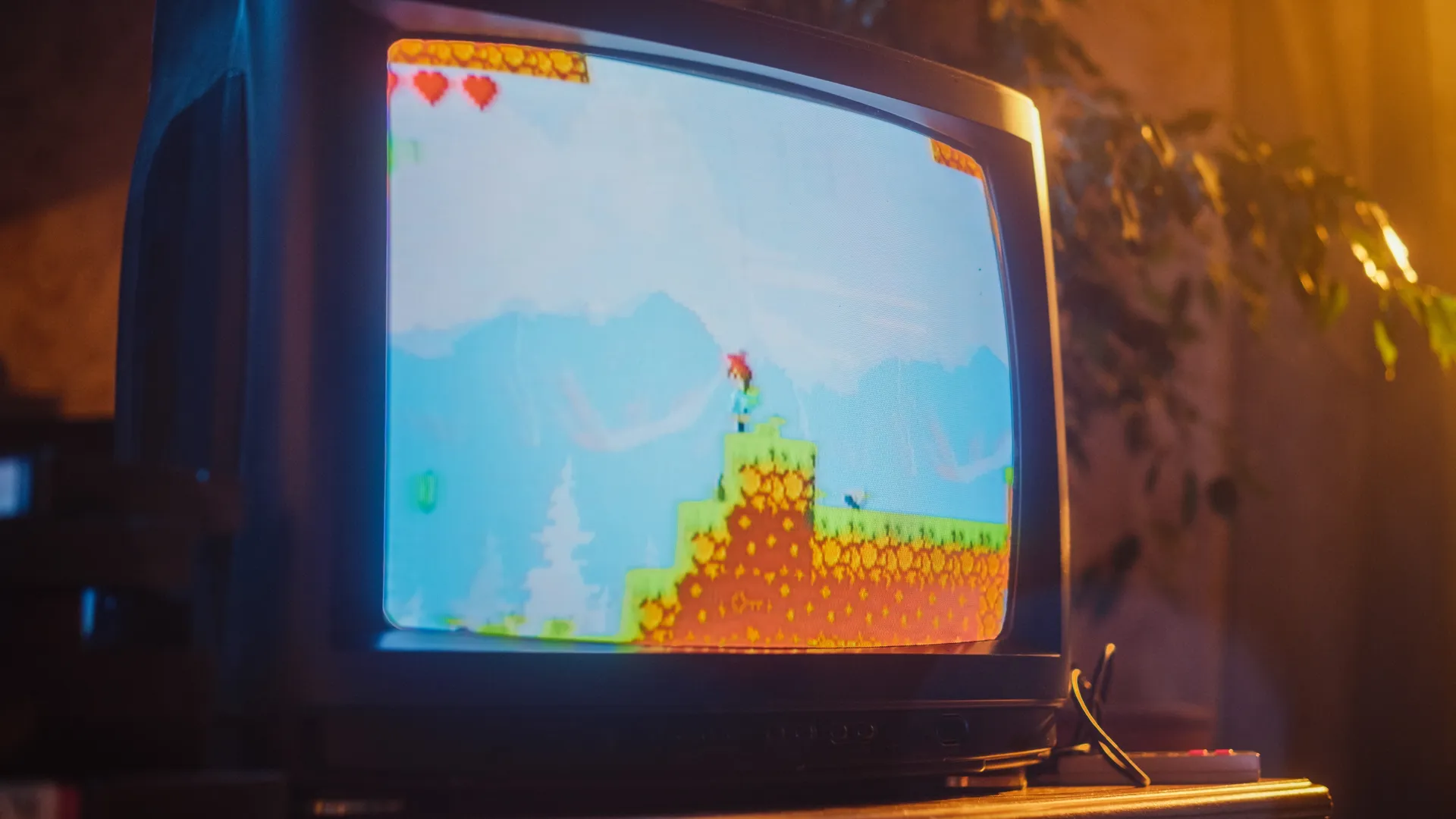 Jeu vidéo rétro sur écran cathodique